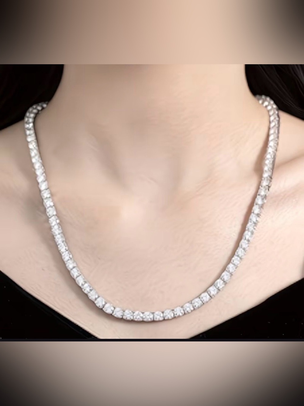 24 inches Crystal Tennis Necklace VVS1 premium Sparkling Silver Moissanite Chain